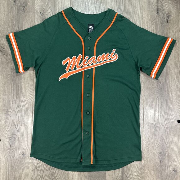 Starter Miami Hurricanes Baseball Jersey Men's Large College University NCAA - Picture 1 of 5